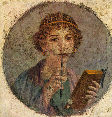 Woman with wax tablets and stylus (so-called "Sappho")