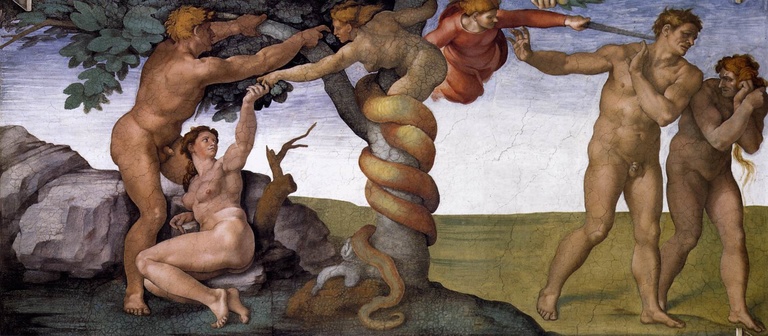 Fall and Expulsion from Garden of Eden by Michelangelo
