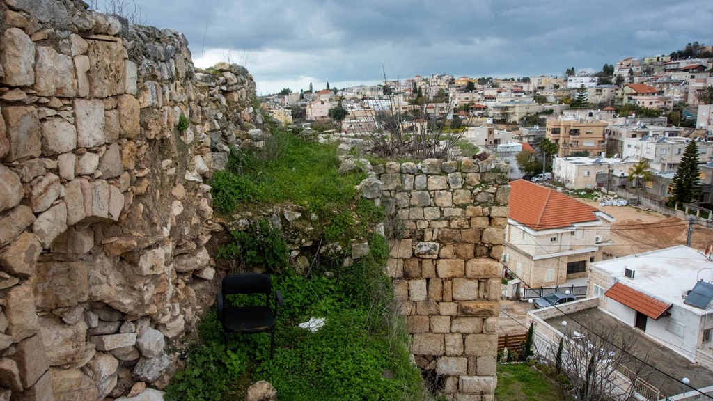 Crusader castle wall in Mi'ilya, Israel