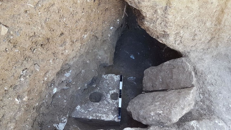 Ancient toilet in situ